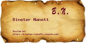 Bineter Nanett névjegykártya